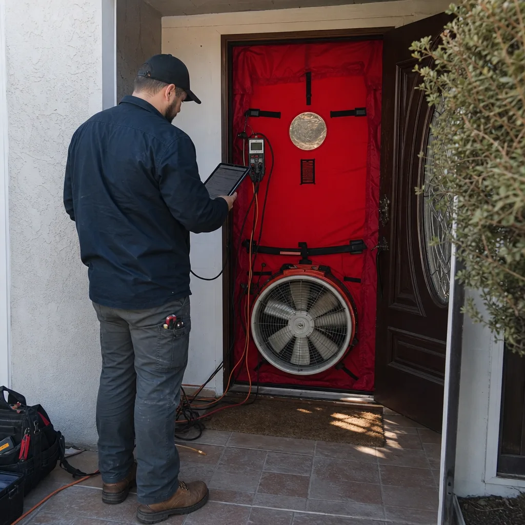 Thermal imaging camera detecting insulation issues during a professional home energy audit nationwide